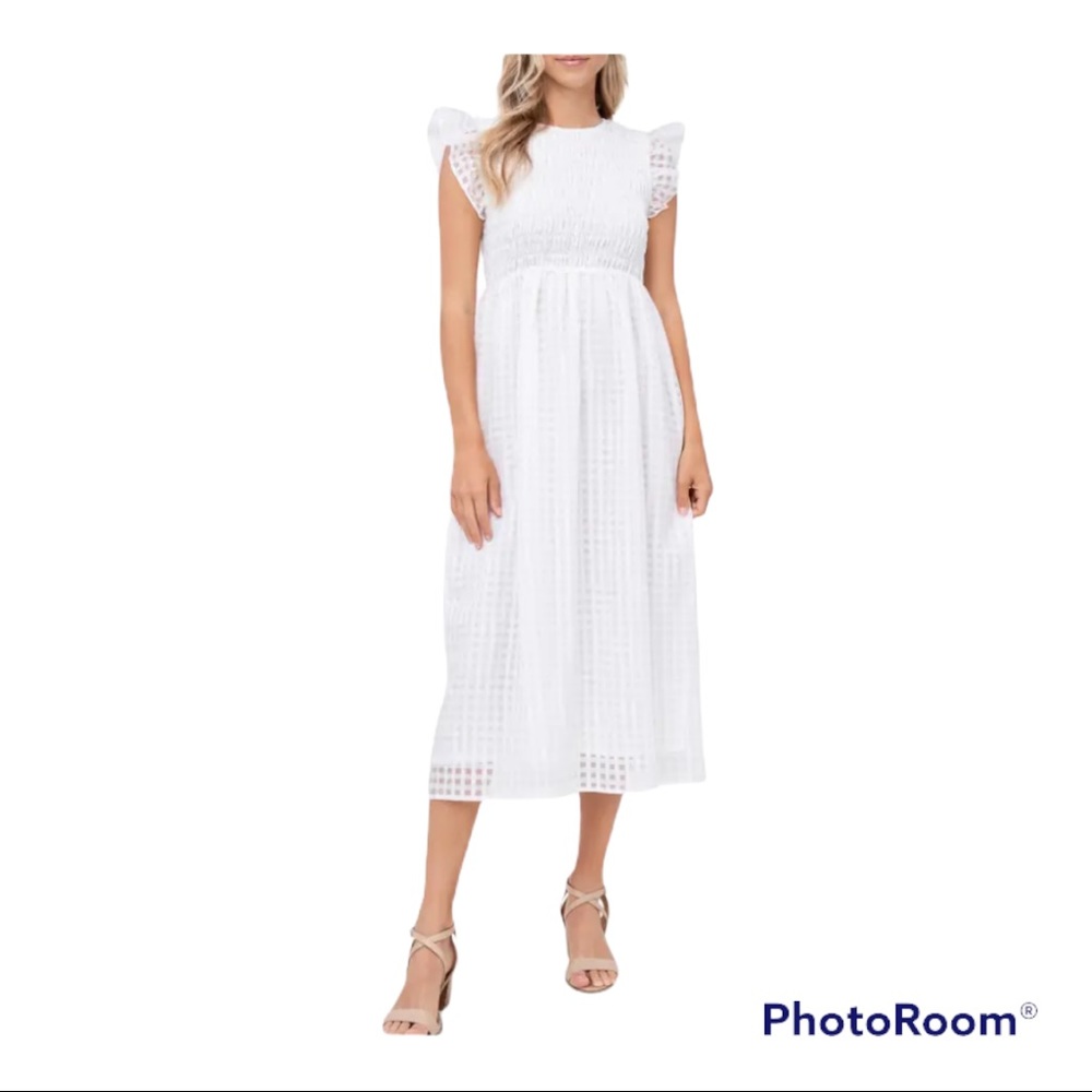 En Saison Organza Gingham Midi Dress